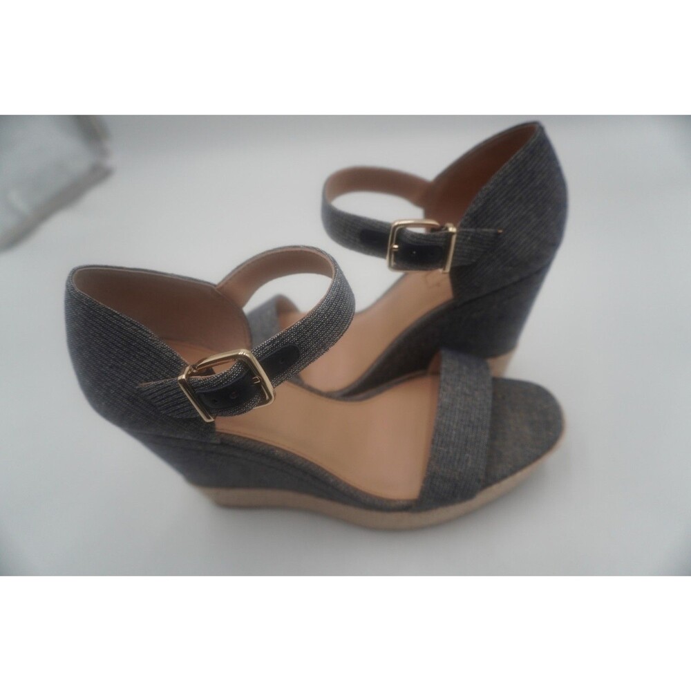 ANTONIO MELANI Lauralyn Navy Blue Gold Resort Ankle Vacation Wedge Sandals Sz 9M